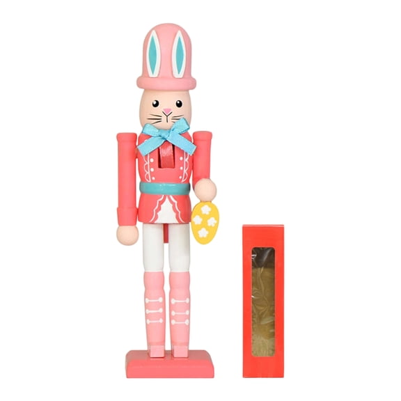 Yanxiao Easter Decor Bunny Nutcracker Figurines, 7.1" Pink Bunny Decor Easter Home Decor, Easter Decorations Rabbit Decor Easter Table Decor, Spring Decorations for Home Indoor and Outdoor Party