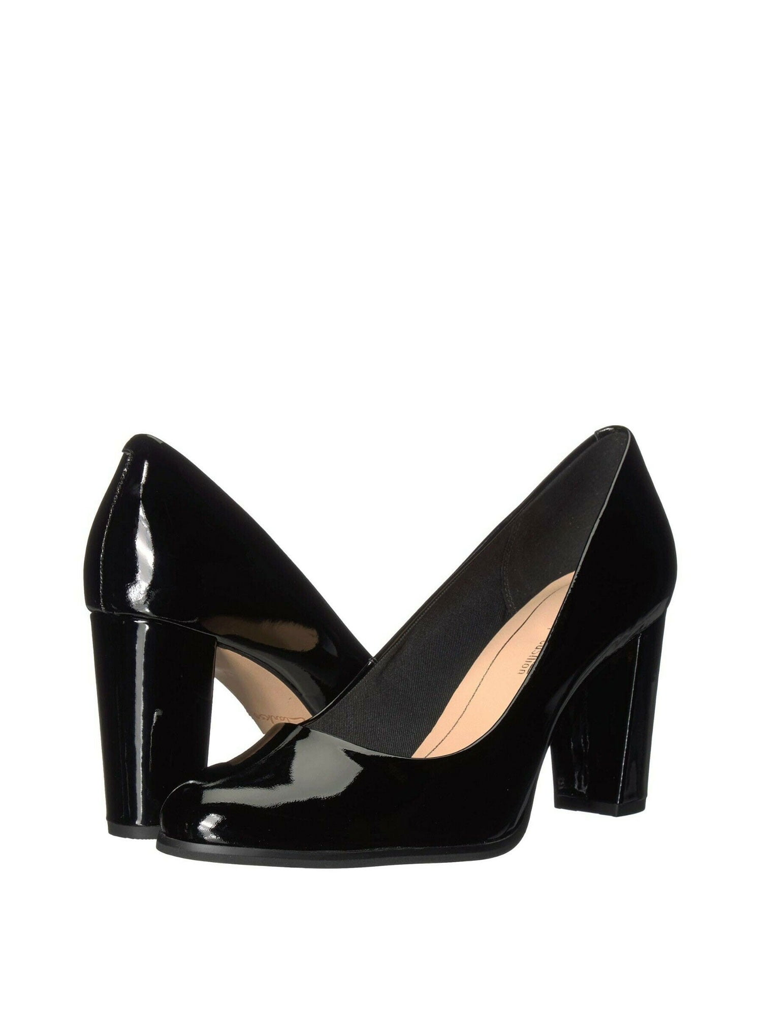 black leather pumps block heel