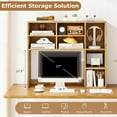 thumbnail image 6 of Topbuy Desktop Bookshelf 37" Countertop Storage Hutch with 7 Cubes & 3 Adjustable Shelves 3-Tier Desk Display Rack Organizer Desktop Hutch Natural, 6 of 10