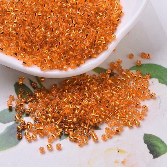 MIYUKI Beads Cylinder Japanese Seed Beads 11/0 (DB0045) Silver-Lined Orange 1.3x1.6mm Hole: 0.8mm about 2000pcs/10g