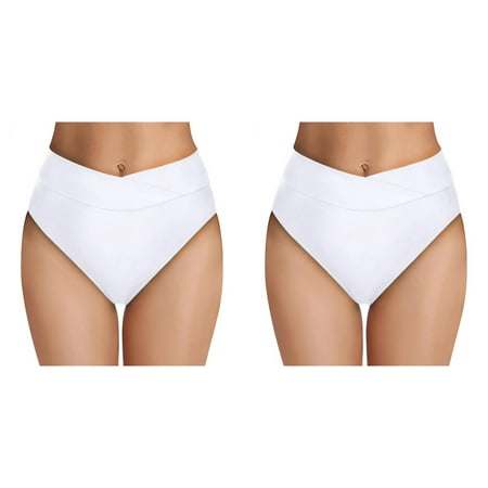 2 Pack Women High Waisted Bikini Swimsuits for Women 1 Piece Bottoms High Cut Swim Swimsuit Top Size Small Bottom Full Coverage Swimsuit Underwire Swim Tops Bot