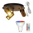 thumbnail image 1 of FSLiving Adjustable Close to Ceiling Lights Fixtures Ceiling Spotlighting Remote Control, Color Changing RGB White GU10 Timer Bulb Mini Track Lighting Kit for Kitchen Shopwindow Disco Ball, 3 Way, 1 of 9