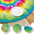 thumbnail image 4 of Colorful Rainbow Tie Dye Spiral Pattern Round Fitted Tablecloth with Elastic Edge,Dining Table Cover Waterproof,Outdoor Round Tablecloth for Camping,Dining,Indoor and Outdoor, 4 of 7