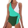 thumbnail image 3 of Sngxgn Women Swimsuits Vintage Tummy Control Swimwear(Green,XL), 3 of 5