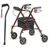 Medline Ultra Lightweight Rollator and Black Offset Handle Cane Bundle