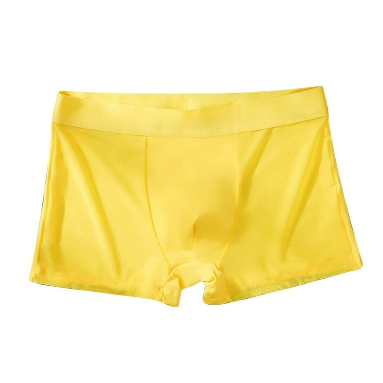 JNGSA Boxers for Men Ice Silk Thin Style Traceless Boxers Business  Breathable Men's Summer Comfortable Boxers Yellow