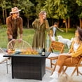 thumbnail image 6 of 44" Outdoor Propane Gas Fire Table with Lid & Glass Wind Guard - 50,000 BTU Wicker Base Fireplace for Patio, Garden, Backyard, All-Weather Outdoor Living, 6 of 11