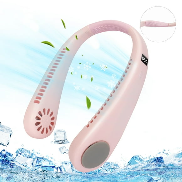 Neck Fan, Bladeless Neck Fan, USB Rechargeable Personal Fan, Pink 4000 mAh Battery Operated Neck Fan, 4 Speeds Adjustable,Faster Cooling, Ultra Quiet, Suitable for Home, Office, Travel, Sports