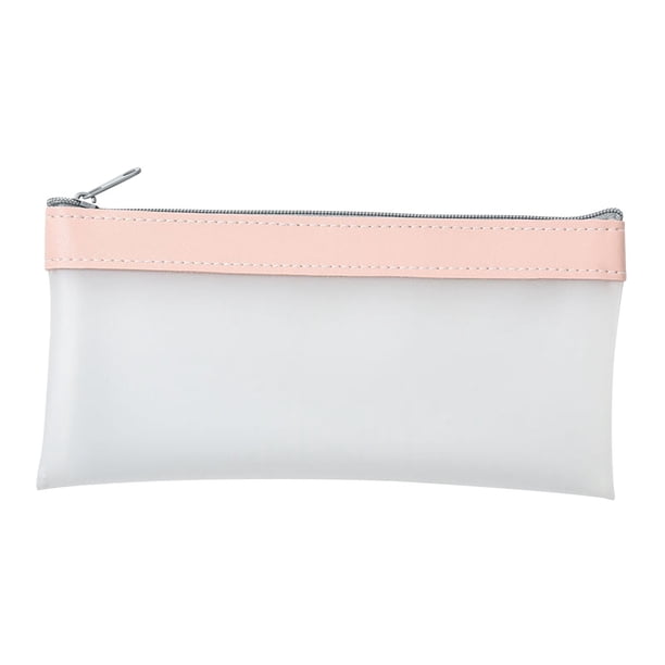 Estuche para lápices Ozmmyan de PVC transparente con cremallera, ideal para artículos de tocador, exámenes, lápices, equipaje de viaje, neceser de maquillaje, color rosa, ideal para que los niños