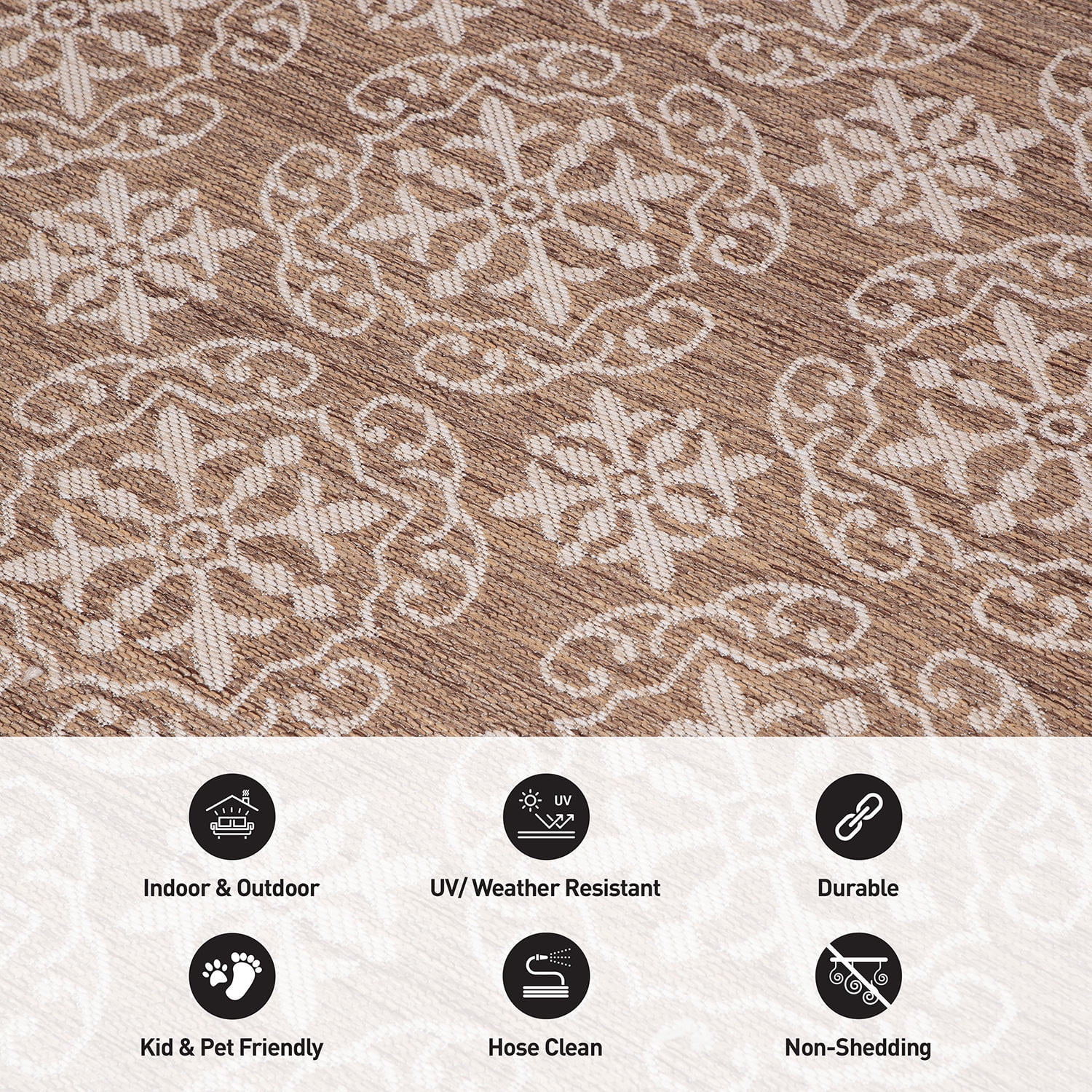 World Rug Gallery Transitional Geometric Textured Flat Weave Indoor/Outdoor Door Mat - BROWN 2'x3'