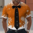 thumbnail image 1 of Blusa y camisa de manga corta con cuello vuelto para hombre, con botones y estampado navideño, informal, de manga corta y cuello vuelto., 1 of 3