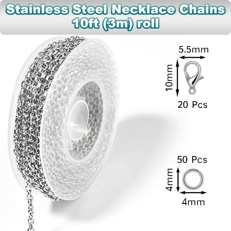 1 Roll Necklace Chains for Jewelry Making, 16.4 Ft 0.04 inch Unfinished  Brass Coated Iron Twisted Link Curb Chains Cable Link Chain for Necklace  Bracelet Making, (Platinum, 5m/roll)