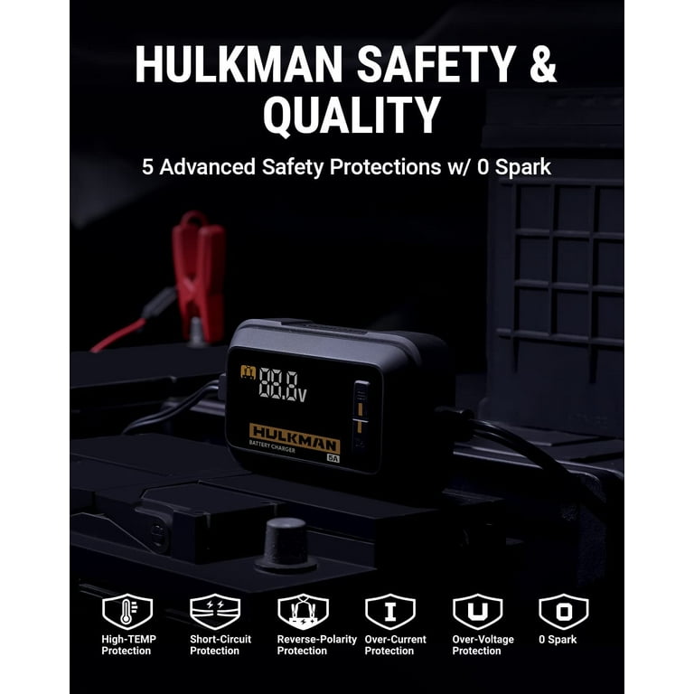 HULKMAN Sigma 5 Battery Trickle Charger, 5A 6V/12V Automatic Smart Car  Battery Charger, Battery Maintainer, and Desulfator with Intelligent  Interface 