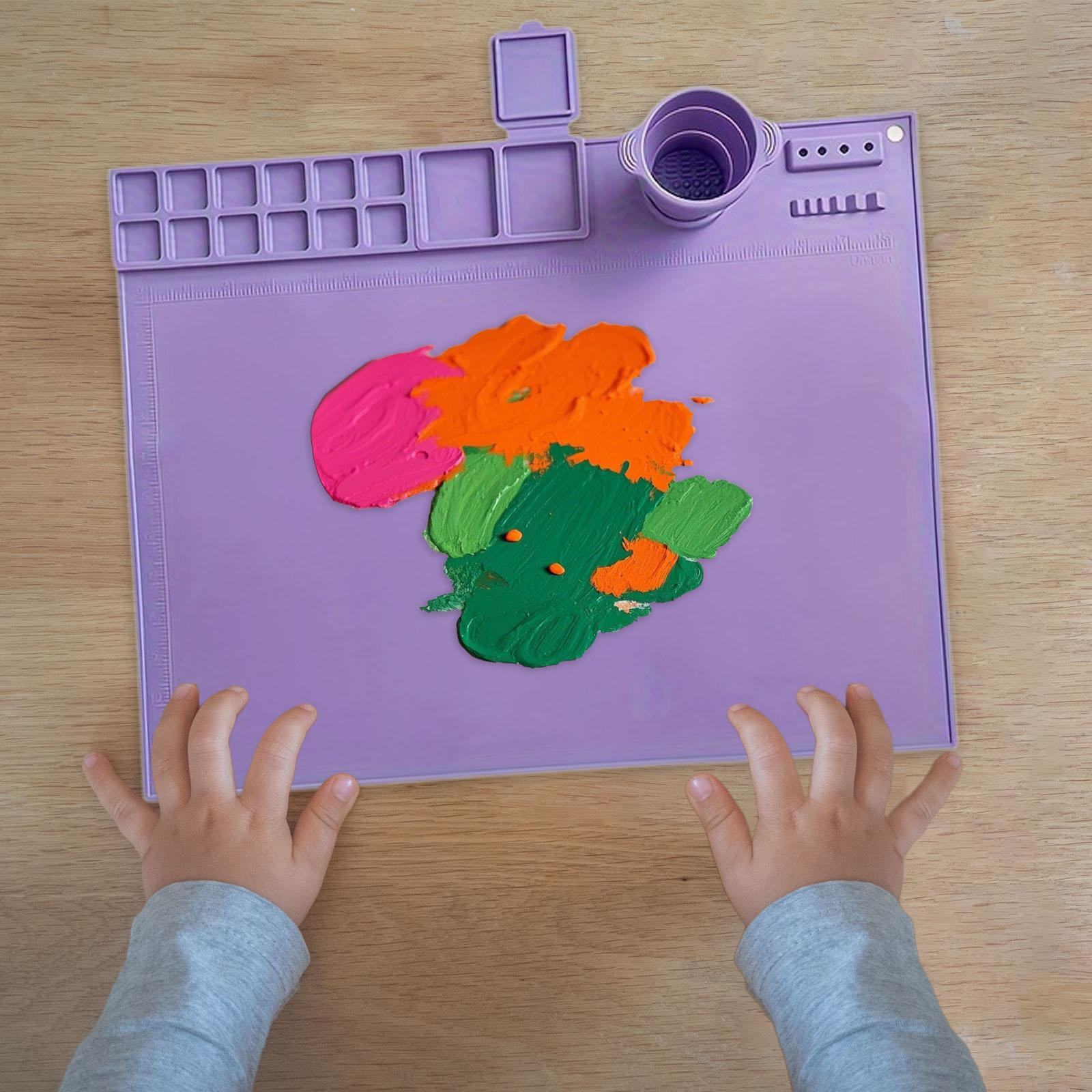 QccHieUs Silicone Painting Mat Artist Mat Multipurpose Easy to Clean Washable Drawing Mat Violet
