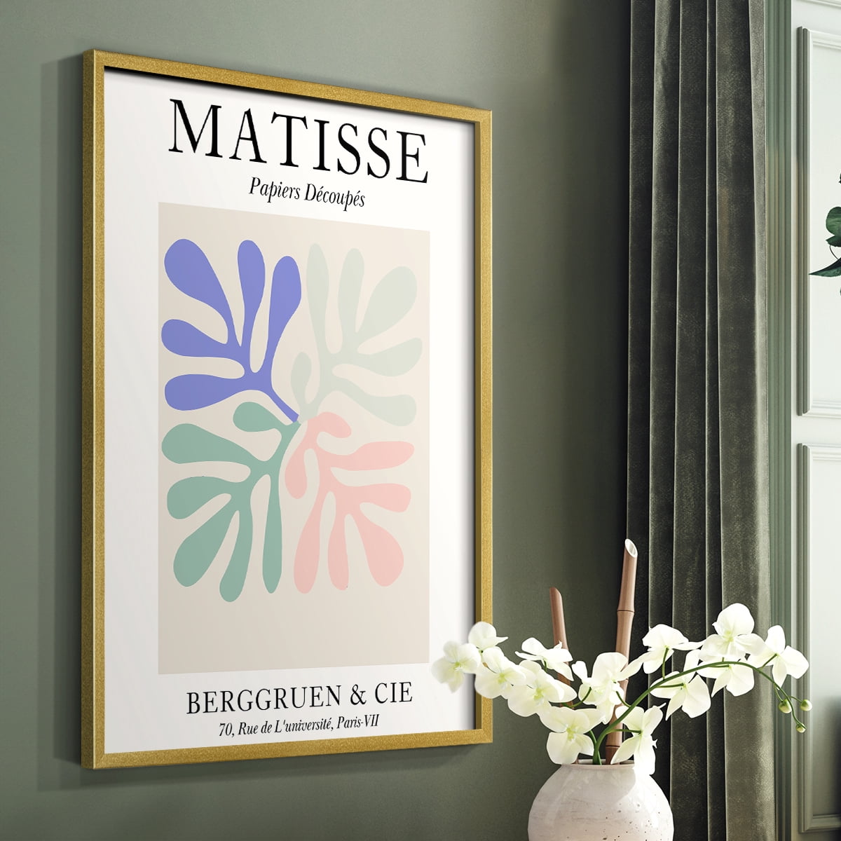 Matisse DIV Framed Print in Gold Solid Wood Framed Print No Nail Hanging