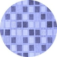 thumbnail image 1 of Ahgly Company Machine Washable Indoor Round Checkered Blue Modern Area Rugs, 4' Round, 1 of 4