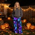 thumbnail image 2 of Trgacdwlo Fuzzy Halloween Pj Pants for Women Funny Ghost Graphic Wide Leg Fleece Pj Pants Women Elastic Waist Winter Cozy Warm Lounge Bottoms, 2 of 6