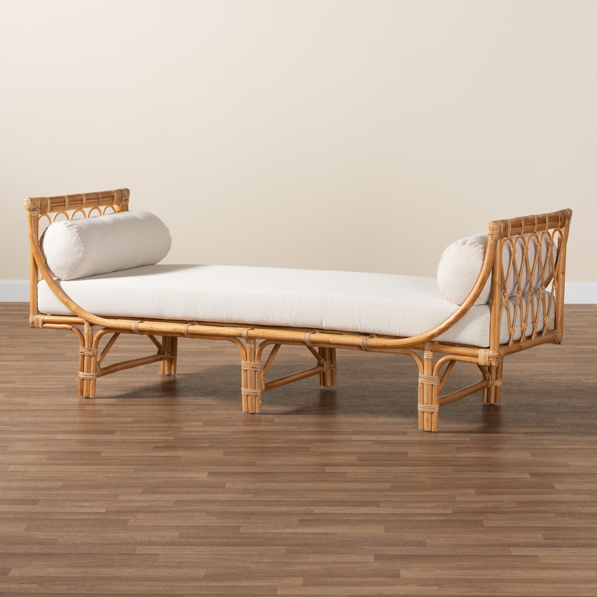 bali & pari Bohemian Upholstered Twin Daybed, Natural Brown