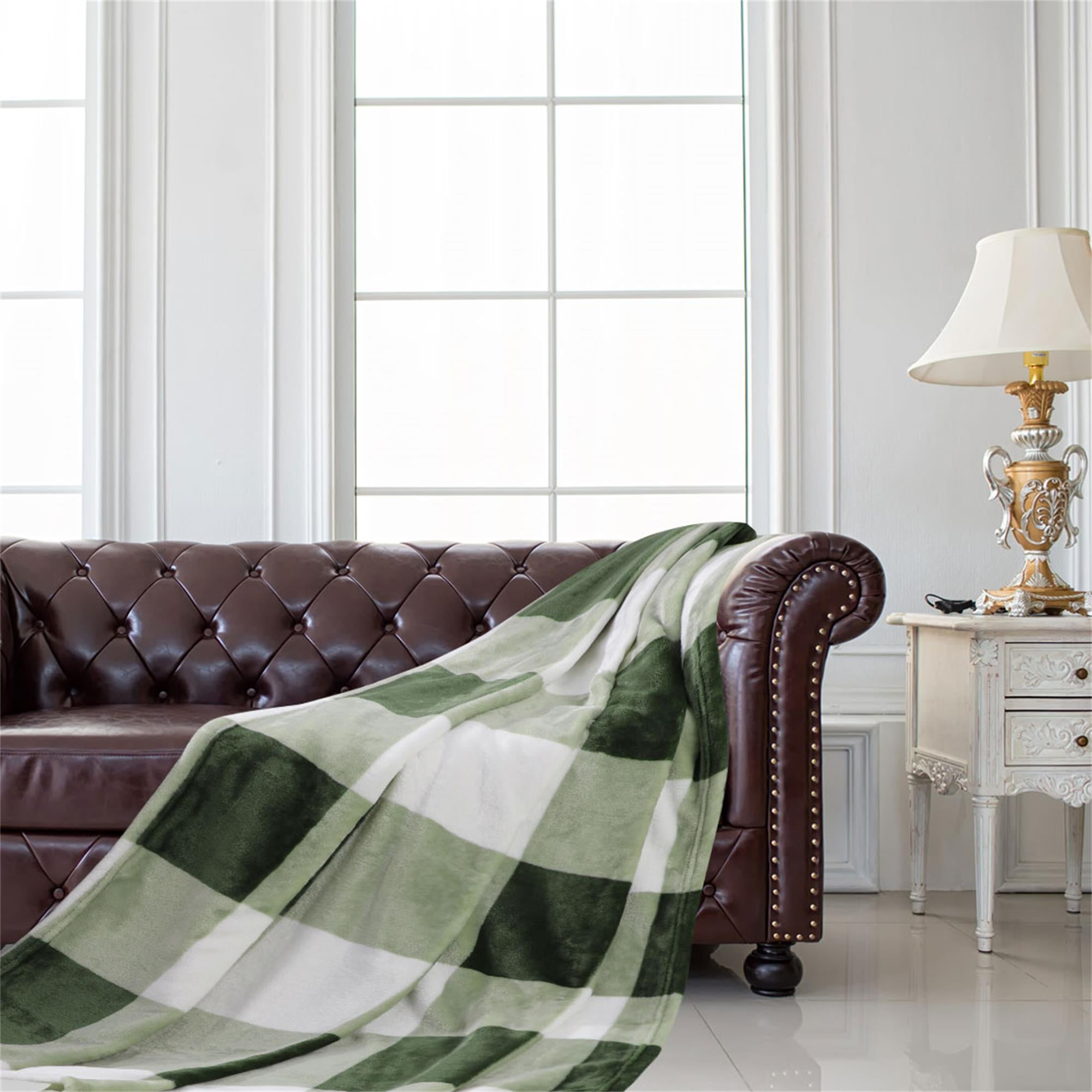 PiccoCasa Plaid Throw Blanket Decorative Flannel Fleece Blanket for Bed