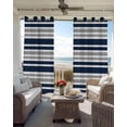 thumbnail image 6 of Dark Blue Gray Blackout Curtains for Bedroom Living Room Darkening Curtains 84 Inch Length 2 Panels Set Horizontal Stripe Minimalist Geometric Window Curtain Window Treatment Grommet Drapes 42"x84", 6 of 9