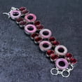 thumbnail image 2 of Natural Shell, Garnet Gemstone Handmade 925 Sterling Silver Bracelet 7-8", 2 of 2