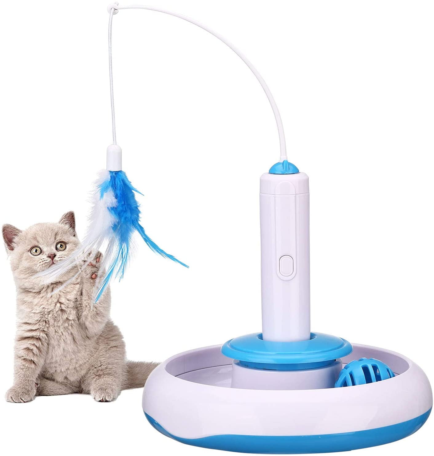 FOCUSPET Automated Cat Interactive Toys Electric Rotate Feather Toys for Cat 
