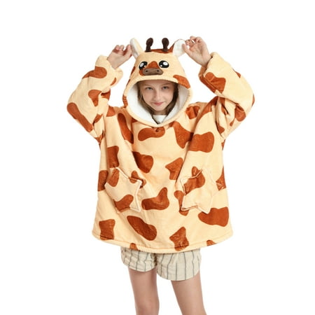 

Thaisu Oversized Wearable Blanket Hoodie For Adult Kids - Big Hooded Sherpa Junior Sweatshirt
