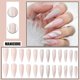 thumbnail image 3 of Uñas postizas de mármol, uñas postizas prensadas largas, acrílicas, punta de uñas postizas degradadas de cobertura total, adecuadas para mujeres y niñas, 24 piezas, 3 of 5