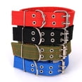 thumbnail image 5 of Collar para perros ajustable de estilo militar, con anilla en D de 2 pulgadas de ancho y hebilla, collar para perros de 2 líneas, 5 of 5