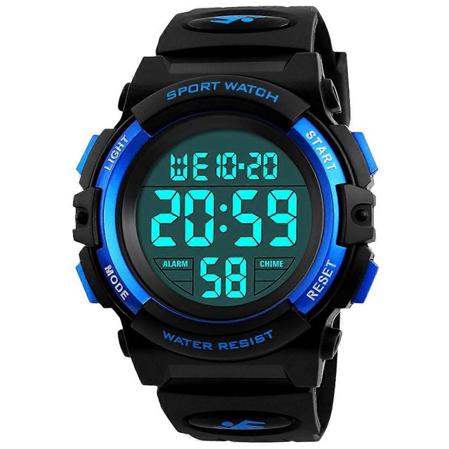 Boys Digital Watches Kids Sports Waterproof Watch with Alarm/Timer/EL Light Blue Childrens Outdoor Digital Watch for Teenagers Boys