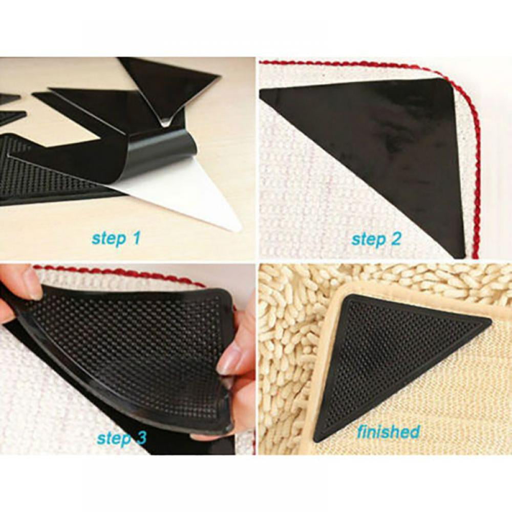 4pcs Carpet Rug Mat Pad Non Slip Skid Mat Sticker Reusable Grips Pads Practical 