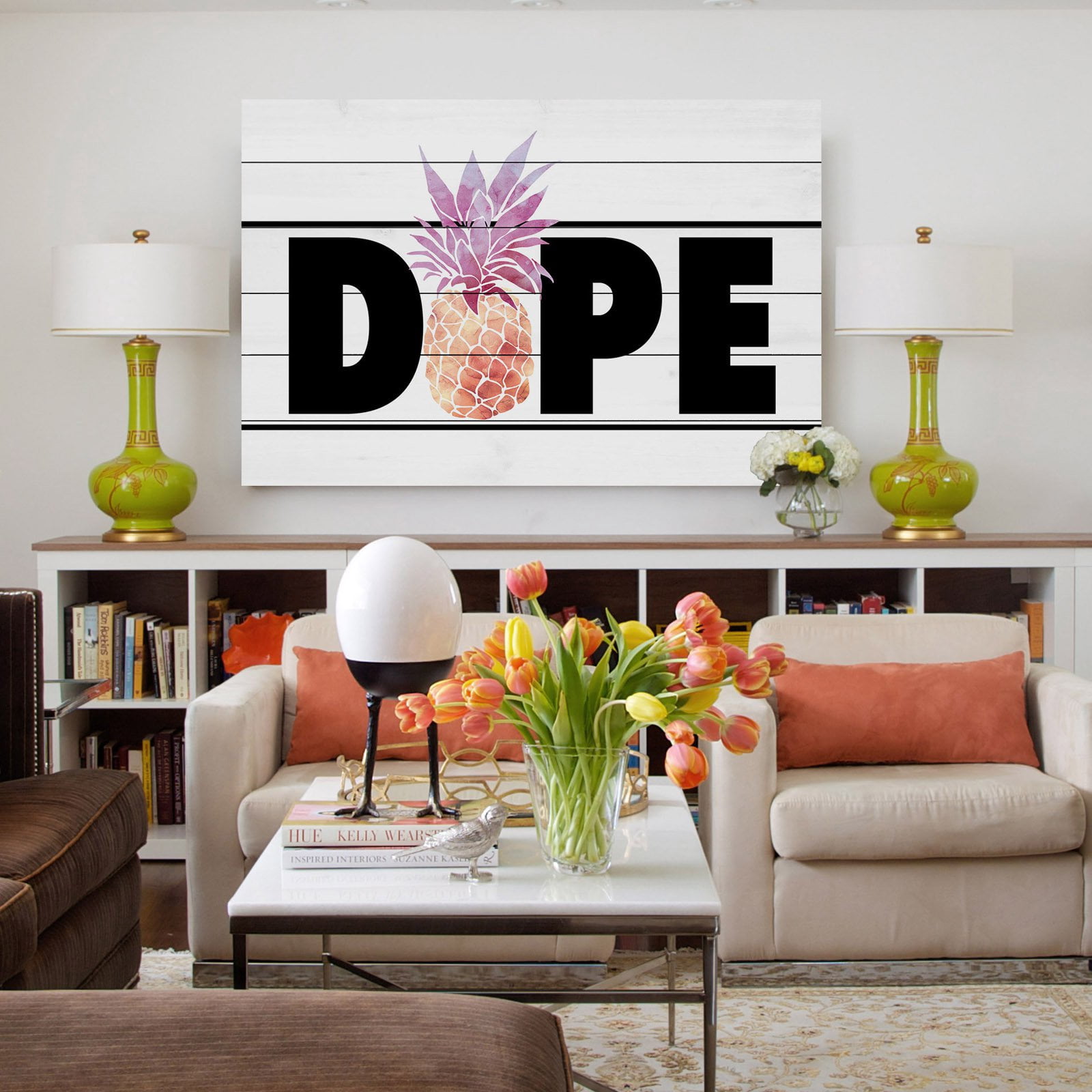 Marmont Hill "Dope Pineapple" by Diana Alcala Painting Print on White Wood