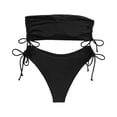 thumbnail image 5 of Minjewel Women's Strapless Bikini Top & Bottom Set Two Piece Sexy Push Up Swimsuit for Beach Photos Summer Vacation,Black,L, 5 of 6