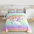 thumbnail image 2 of Feelyou Magic Unicorn Animal Full Size Comforter Sets for Kids, Dreamy Sky Rainbow Bedding Comforter Set, Cartoon Glitter Stars Reversible Bedding Sets, Microfiber Bedroom Decor, 3 Pieces, 2 of 8