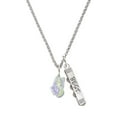 thumbnail image 1 of Delight Jewelry Silvertone Translucent Purple & Lime Green Flying Butterfly Silvertone Best Friends Forever Bar Charm Necklace, 23", 1 of 4