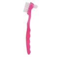 thumbnail image 3 of Denture Toothbrush, Soft Hair False Teeth Cleaning Brush Double Sided Dirt Removal Safe Professional  For Home Travel Pink, 3 of 8