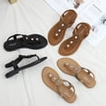 thumbnail image 4 of Sandalias de verano de talla grande para mujer, zapatos planos bohemios romanos de cuento de hadas, zapatos de playa para vacaciones en la playa, 4 of 5
