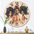 thumbnail image 2 of Designart 'Afro American Fashion Portraits' Glam Wood Wall Clock, 2 of 5