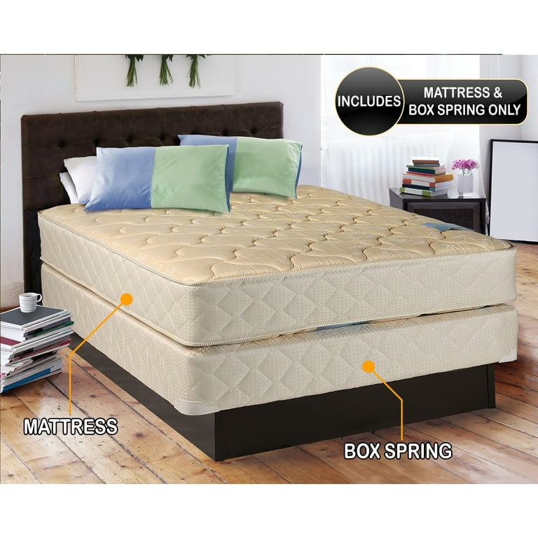 DS USA Chiro Premier Gentle Firm Mattress and Box Spring Set Beige Double Sided Orthopedic Sleep Support Good for your back Long Lasting by