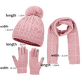 thumbnail image 2 of MEICHEN Warm Set for Women, Autumn Winter Warm Wool Hat Scarf Gloves 3 Pieces Set Cute Knit Cap Screen Mittens Scarves Sets, Fall Winter Fashion Accessories, 2 of 5