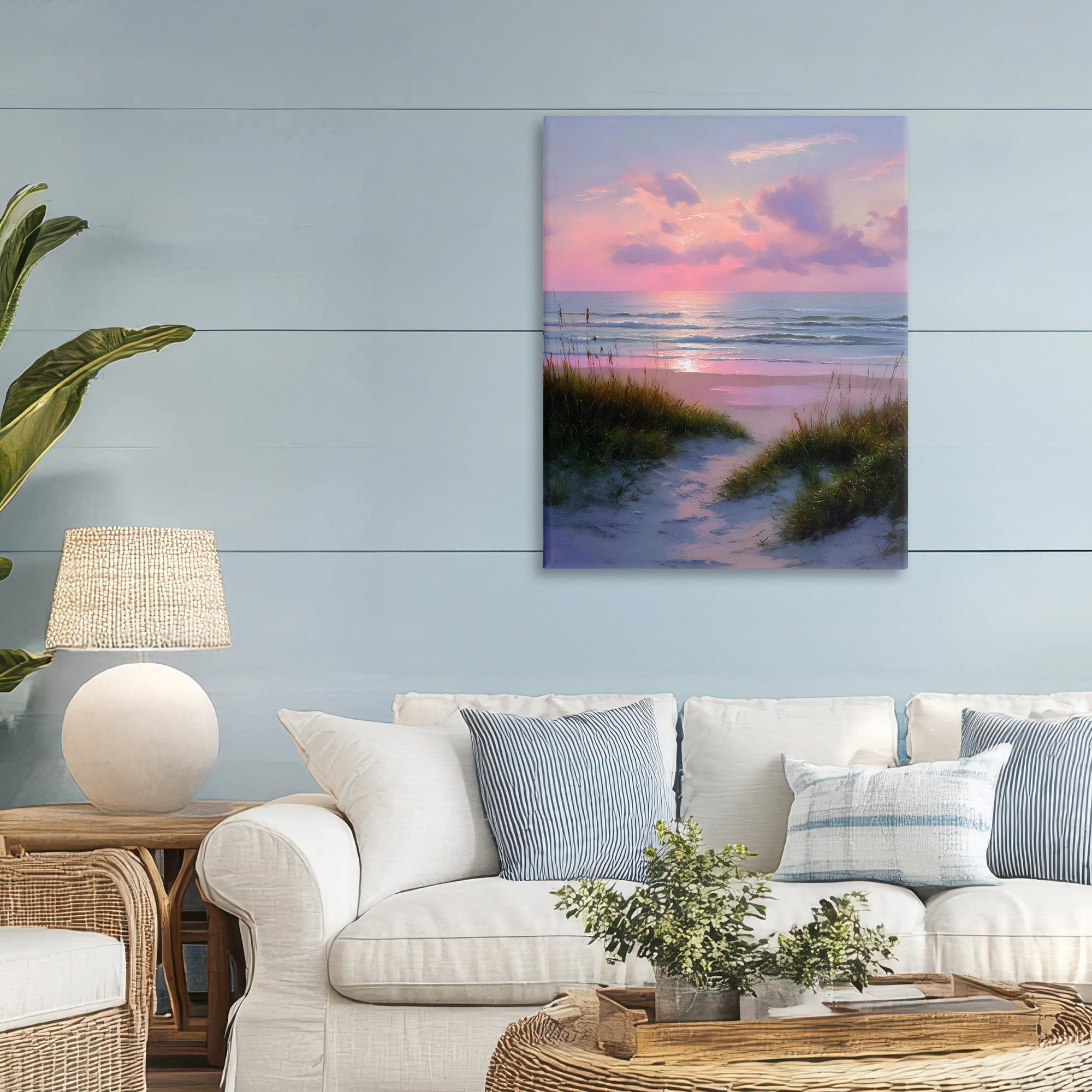 Stupell Industries Romantic Beach Sunset in Pink Canvas Wall Art, design by Franklyn Gregory