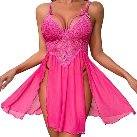 Women Babydoll Nightgown Babydoll Dress Sexy Hot Pink Dress For Women Lace Nightgowns For Women Womens Lingerie Sexy