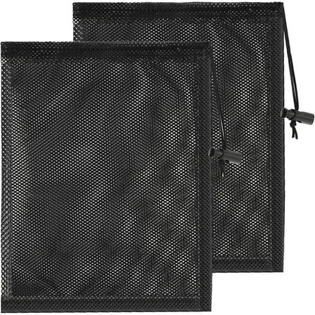 Triani 2Pcs Pond Pump Filter Bag Anti-Clogging Filter Pump Barrier Bag 12"*16" Black Bag Large Pump Mesh Bag with Drawstring for Most Outdoor Water Ponds Filters