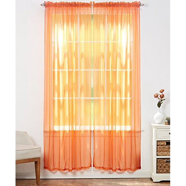 4PACK Sheer Voile Curtain Panels Assorted Colors (ORANGE) Walmart