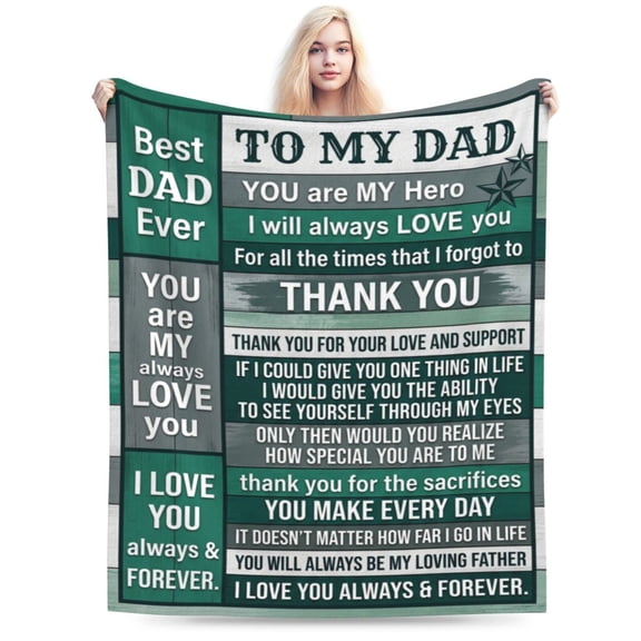 Gift for Dad Birthday, Dads Gift from Daughter Son, Father Birthday Present for Dads Who Want Nothing, Best Daddy Ever Gift, Father Flannel Blanket 50x40