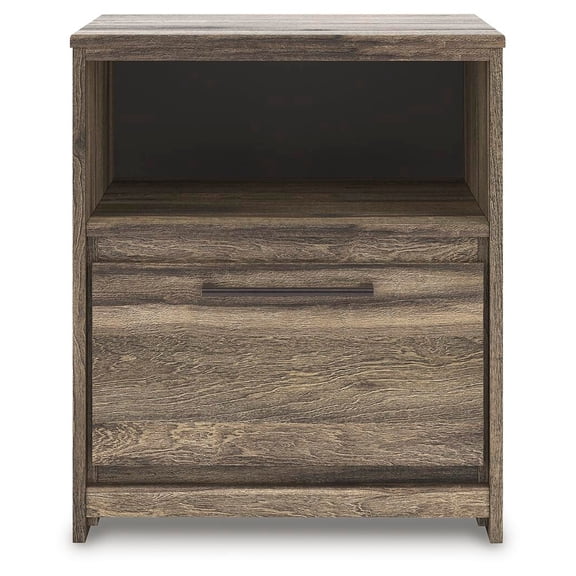 Signature Design by Ashley Jusika One Drawer Nightstand with USB Charging, Brown