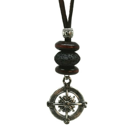 "Compass" Essential Oil Diffuser Necklace- 18-20" Leather Cord