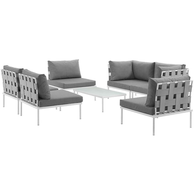 Modway Harmony Sectionnel de Mobilier de Patio Extérieur en Aluminium, 7 Pcs