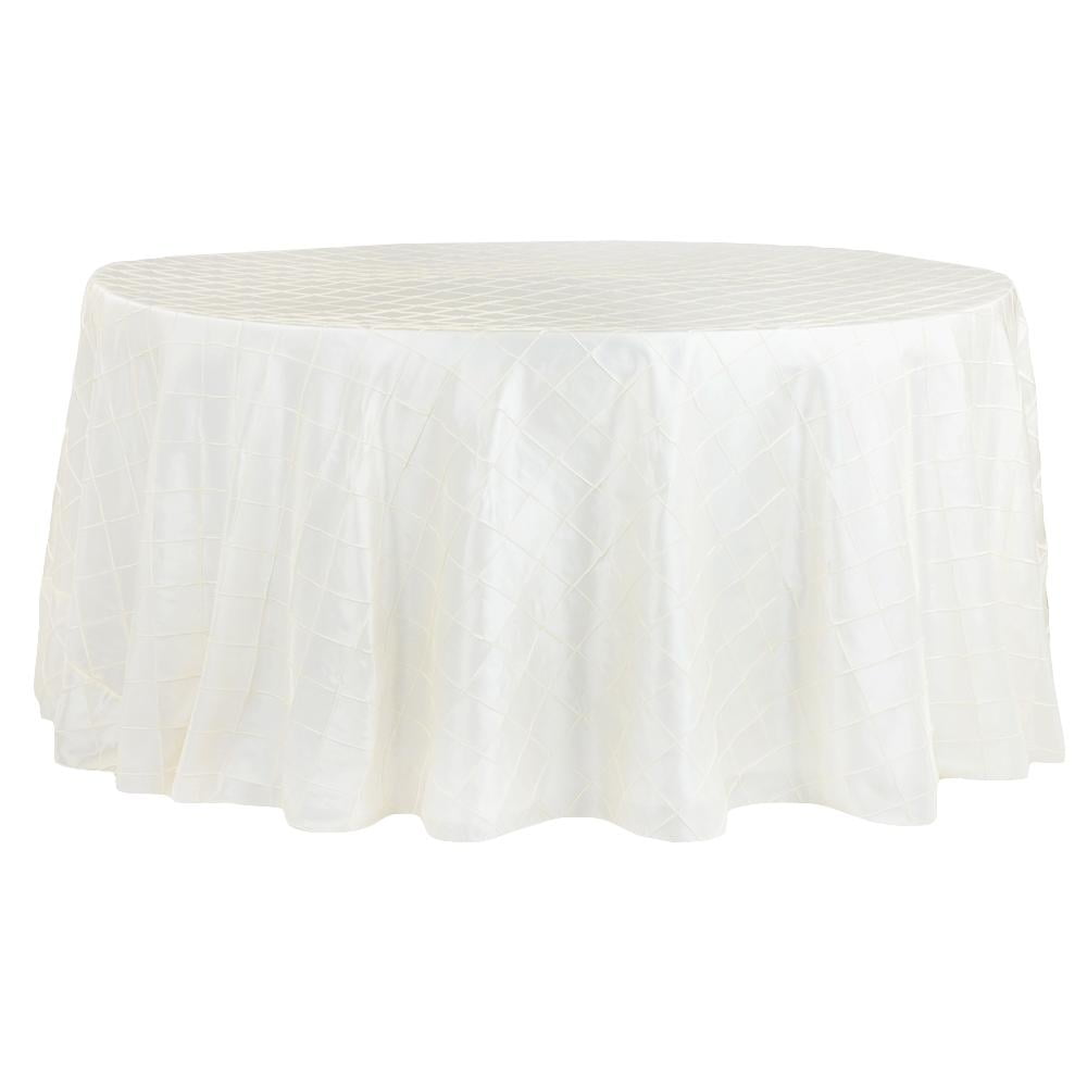 1 Pc, Pintuck 132" Round Tablecloth Ivory For Wedding & Party Decor