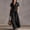 Black, variant on Ynynloco Women's Flowy Cotton A-Line High Waisted Maxi Dresses Casual Linen Short Sleeve Button Down Shirt Dresses with Pockets